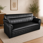 SkyBlue Modern Convertible Sofa Cum Bed with Black Wooden Armrests (Copy)