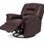 Premium Brown Leather Swivel Recliner Chair with Footrest