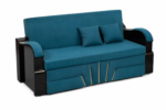 SkyBlue Modern Convertible Sofa Cum Bed with Black Wooden Armrests (Copy) - Image 2
