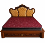 Royal Heritage Carved Wooden King Size Bed with Premium Upholstered Headboard - Image 2
