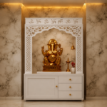 Premium Wooden Home Temple with Storage & Drawer | Modern Mandir Unit for Home