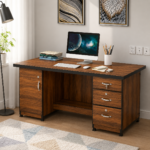 Executive Premium Wooden Office Desk with Storage Cabinet & 3 Drawer Pedestal