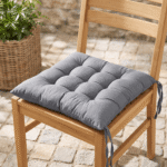 Premium Tufted Chair Seat Pad Cushion – Soft Cotton Dining & Garden Chair Pad with Secure Ties (Slate Grey)