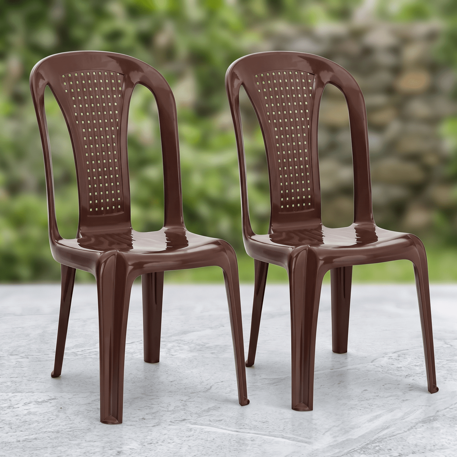 watermark-removed-Gemini_Generated_Image_hmgq53hmgq53hmgq-transformed Premium Plastic Armless Chairs with Ventilated Backrest – Set of 2 (Glossy Brown) - Image 1
