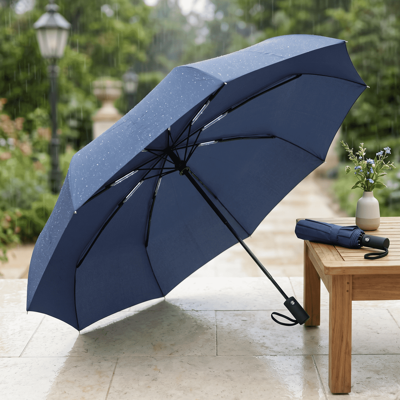 watermark-removed-Gemini_Generated_Image_i4tjbgi4tjbgi4tj-transformed Automatic Open & Close Windproof Travel Umbrella – 3-Fold Compact Waterproof Canopy (Navy Blue) - Image 1