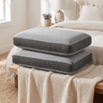 Premium High-Density Memory Foam Sleeping Pillow Set – Dual-Tone Charcoal Grey Orthopedic Pillows with Breathable Removable Cover (Pack of 2)