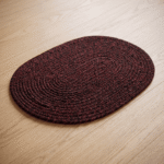Handcrafted Braided Oval Doormat – Reversible Heavy-Duty Entrance Mat (Maroon & Black)