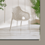 Modern Weather-Resistant Outdoor Lattice Armchair – All-Weather Patio & Balcony Accent Chair (Off-White)
