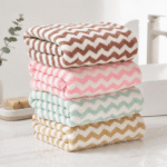 Ultra-Soft Plush Microfiber Bath Towel Set – Chevron Wave Zig-Zag Quick-Dry Towels (Set of 4)