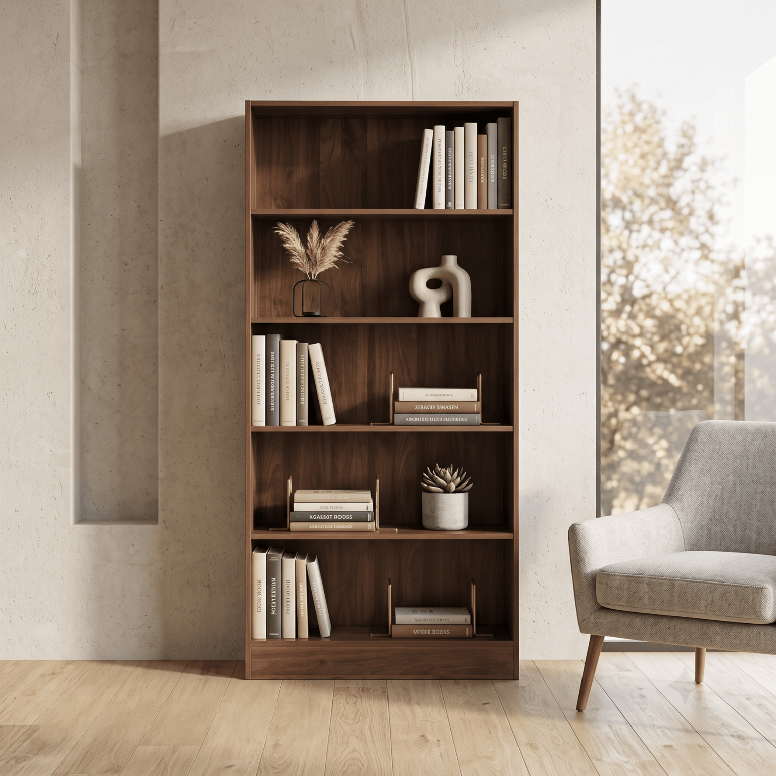 wmremove-transformed (1) 5-Tier Tall Dark Wood Bookshelf - Image 1